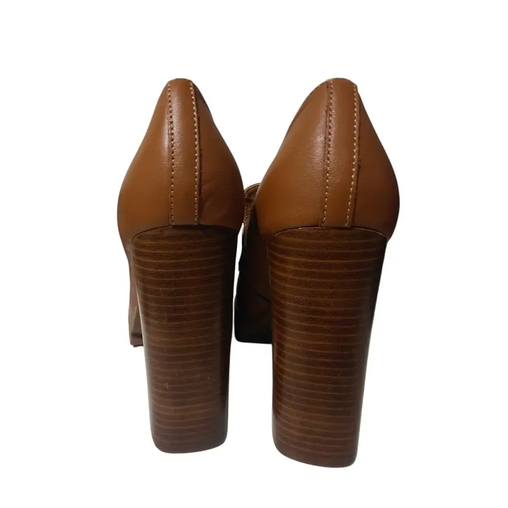 Brown Steve Madden Leather Platform Loafers sz 9.5